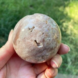 Pink Amethyst Crystal Sphere with Druzys. Rare Stones for Meditation NWOT
